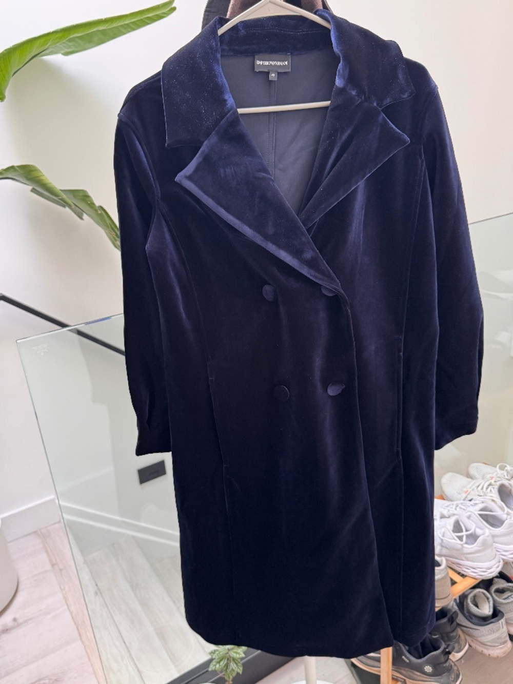 Emporio Armani Double Breasted Velvet Coat